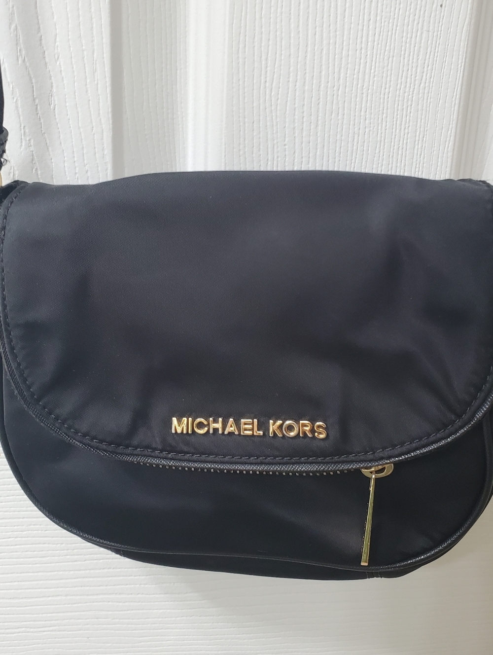 Michael Kors Black Nylon Crossbody with Gold Logo